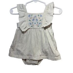 Carter’s 3M Floral Embroidered Dress Bodysuit Cream Flutter Sleeve